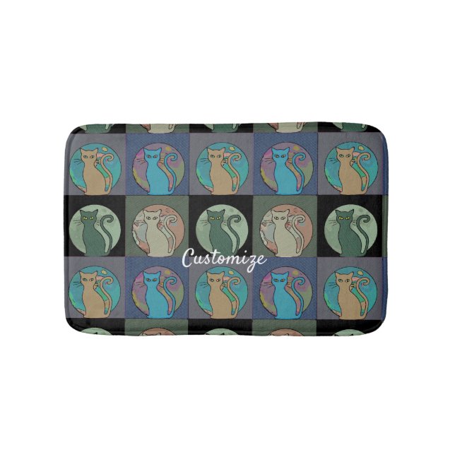 Katze Lady Multi Cats Sitzen Thunder_Cove  Badematte (Vorderseite)