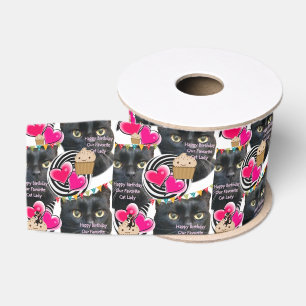 Katze Lady Ribbon, glücklich Geburtstagskatze Lady Ripsband