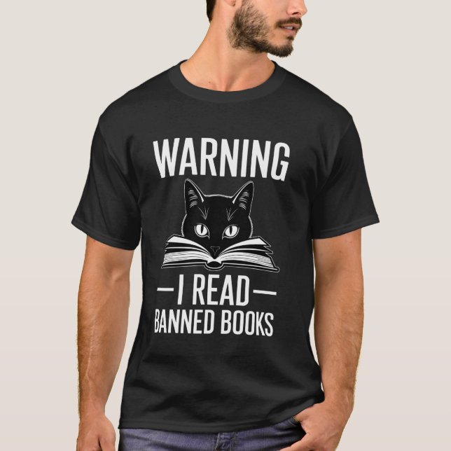 Katze las verbotene Bücher T-Shirt (Vorderseite)