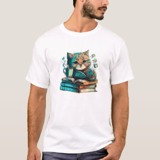 Katze Lesen eines Buches T-Shirt