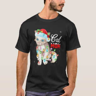 Katze Lichter Weihnachten Santa Katze Mama Weihna T-Shirt