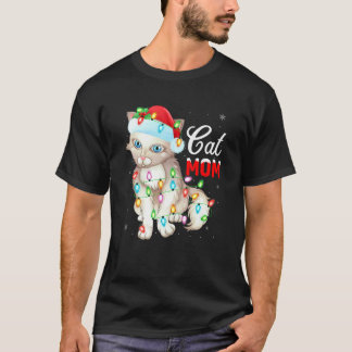 Katze  Lichter Weihnachten Santa Katze Mama Weihna T-Shirt