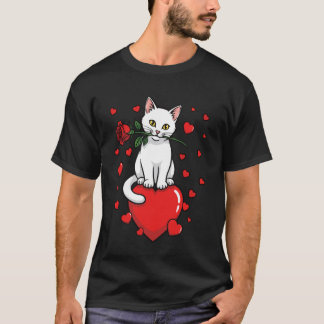 Katze Liebe Herz Rose Süße Katze T-Shirt