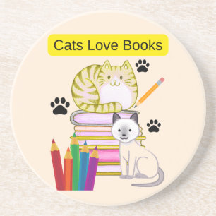 Katze liebt Bücher Getränkeuntersetzer