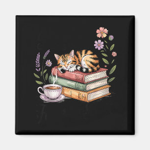 Katze liest Bücher Kaffeeliebhaber süße Grafik Man Magnet