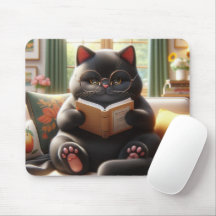 Katze liest ein Buch auf dem Sofa