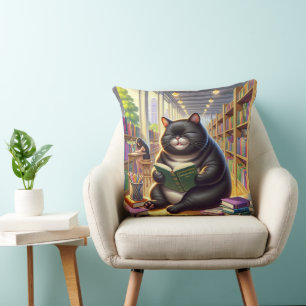 Katze liest ein Buch Kissen