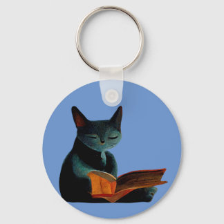 Katze liest ein Buch Schlüsselanhänger