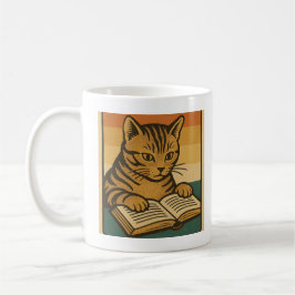 Katze liest ein Buch Tasse