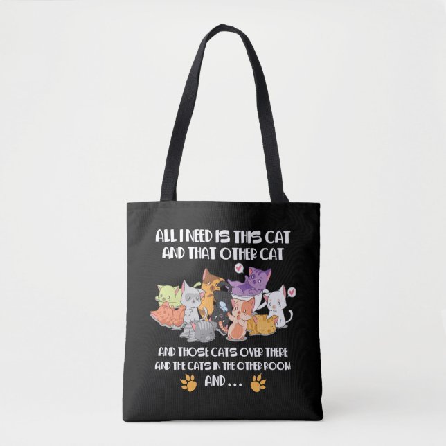 Katze Lover Geschenke Katze Lady Meow Herz braucht Tasche (Vorderseite)