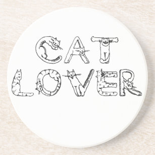 Katze Lover im Cat-Schriftart Sandstein Untersetzer