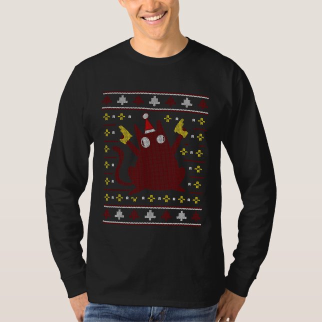 Katze Lover Ugly Sweater Cat Weihnachtsmannmütze a T-Shirt (Vorderseite)