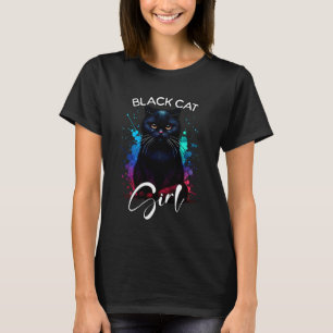 Katze Mädchen mürrische schwarze Katze T-Shirt