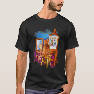 Katze malt Löwe Künstlerische Tiere Grafik T-Shirt