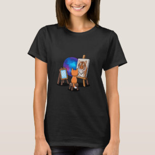 Katze malt Löwe Künstlerische Tierliebhaber Grafik T-Shirt
