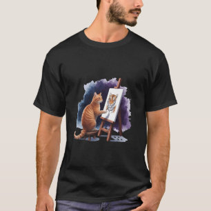 Katze malt Löwe künstlerischer Tierliebhaber T-Shirt