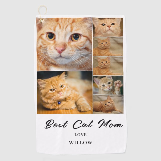 Katze Mama 7 Foto Collage Golf Handtuch (Vorderseite)