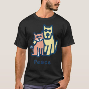 Katze Mama Hund Mama Frieden Zusammen I Liebe Pflä T-Shirt