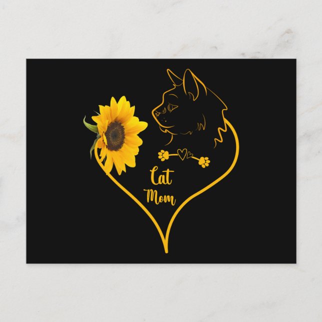 Katze Mama mit Sonnenblumen Niedliche Katzen Liebh Postkarte (Vorderseite)
