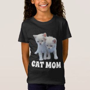 KATZE MAMA WEISS KITTENS MÄDCHEN T - SHIRT