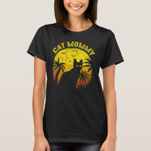 Katze Mami Women Vintag Retro Black Cats Mama Moth T-Shirt