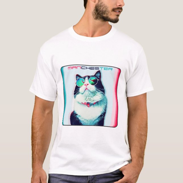 Katze Manchester in Gläsern T-Shirt (Vorderseite)