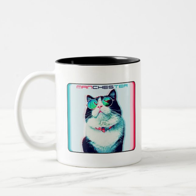 Katze Manchester in Gläsern Zweifarbige Tasse (Links)