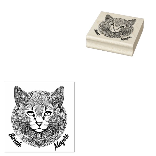 Katze Mandala Gummistempel (Stempel)