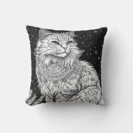 Katze Mandala unter magischem Sternenhimmel Kissen