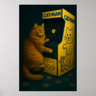 Katze-Mann-Arcade - Retro Gaming Cat Poster