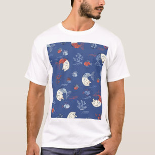 Katze Meerjungfrau, texturiert nahtlos Muster. T-Shirt