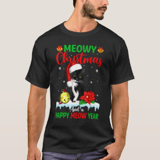 Katze Meowy Familien-Weihnachts-Pyjama Santa T-Shirt