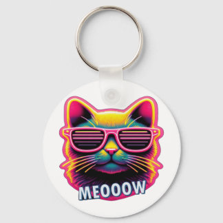 Katze Miau mit Sonnenbrille T-Shirt Schlüsselanhänger