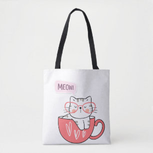 Katze miauen in einer Tasse Tasche