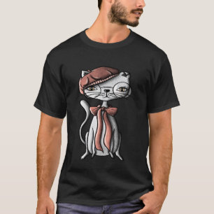 Katze mit Accessoires Frankreich Rosa Kätzchen Hau T-Shirt