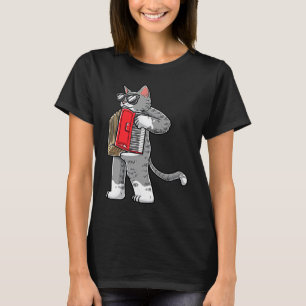 Katze Mit Akkordeon Akkordeonist Musiker Akkordeon T-Shirt