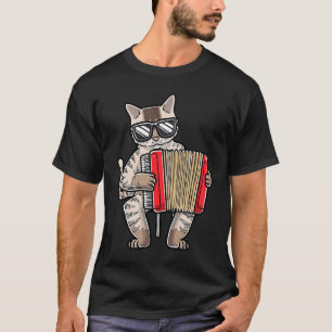 Katze Mit Akkordeon Akkordeonist Musiker Akkordeon T-Shirt