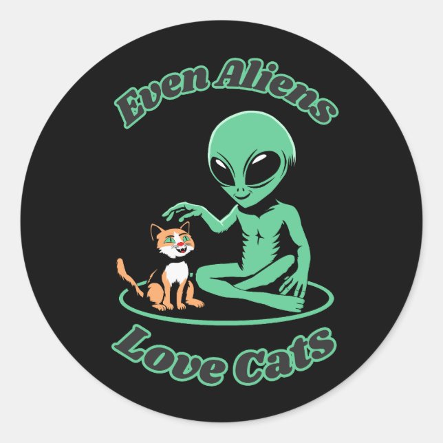Katze mit Alien. Eine schöne Freundschaft. Best Pa Runder Aufkleber (Vorderseite)