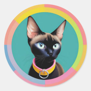 Katze mit auffallenden Augen von rundem Spiegel Runder Aufkleber