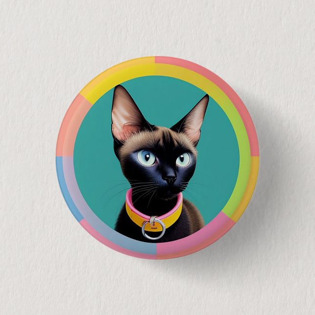 Katze mit auffälligen Augen nach kreisförmigem Spi Button (Vorderseite)