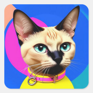 Katze mit auffälligen Augen Quadratischer Aufkleber