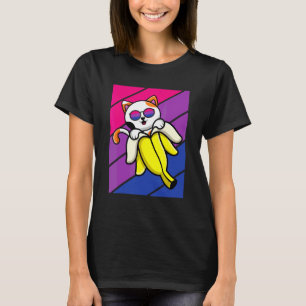 Katze mit Bananen-Stolz Bisexuellen-Flagge Lgbtq S T-Shirt