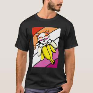 Katze mit Bananenstolz Lesbische Flagge Lgbtq Stol T-Shirt