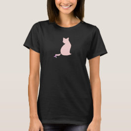 Katze mit Band für Brustkrebs-Bewusstseins-Shirt T-Shirt