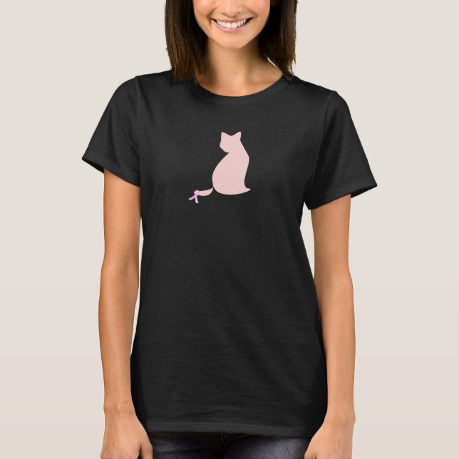 Katze mit Band für Brustkrebs-Bewusstseins-Shirt T-Shirt (Vorderseite)