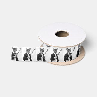 Katze mit Banjo Satinband