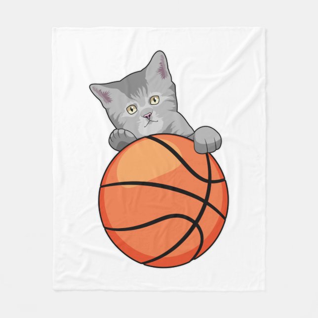 Katze mit Basketball Fleecedecke (Vorderseite)