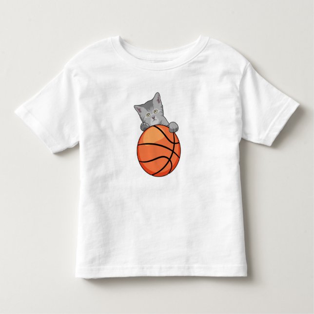 Katze mit Basketball Kleinkind T-shirt (Vorderseite)