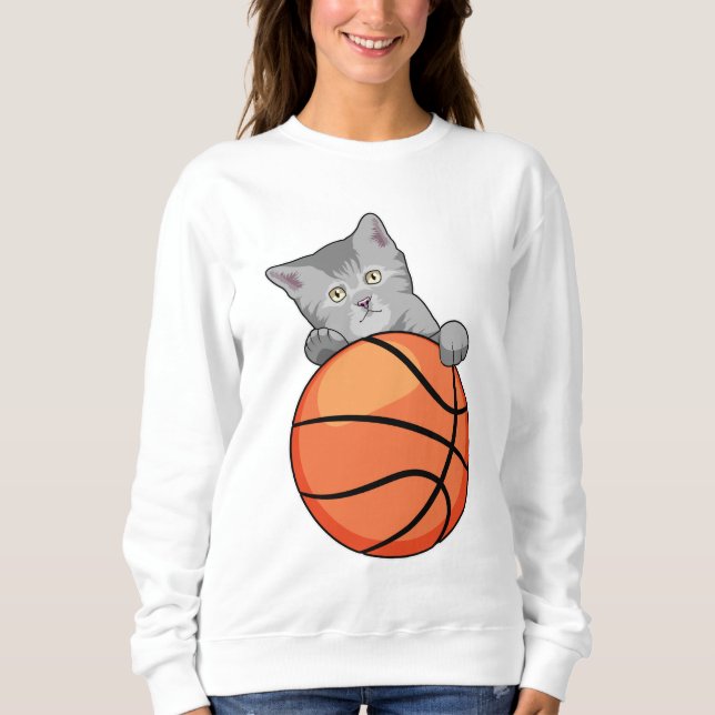 Katze mit Basketball Sweatshirt (Vorderseite)
