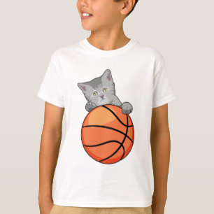 Katze mit Basketball T-Shirt
